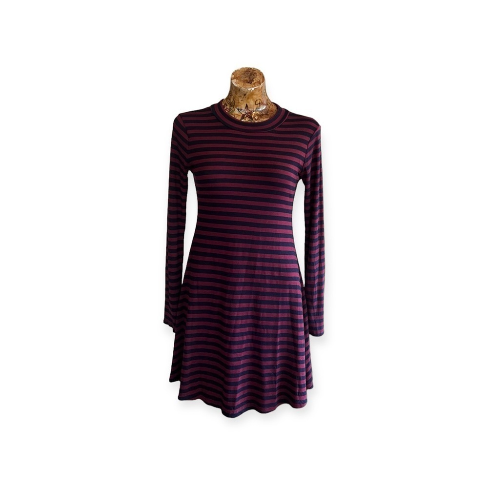 LUSH dress red blue striped medium long sleeve